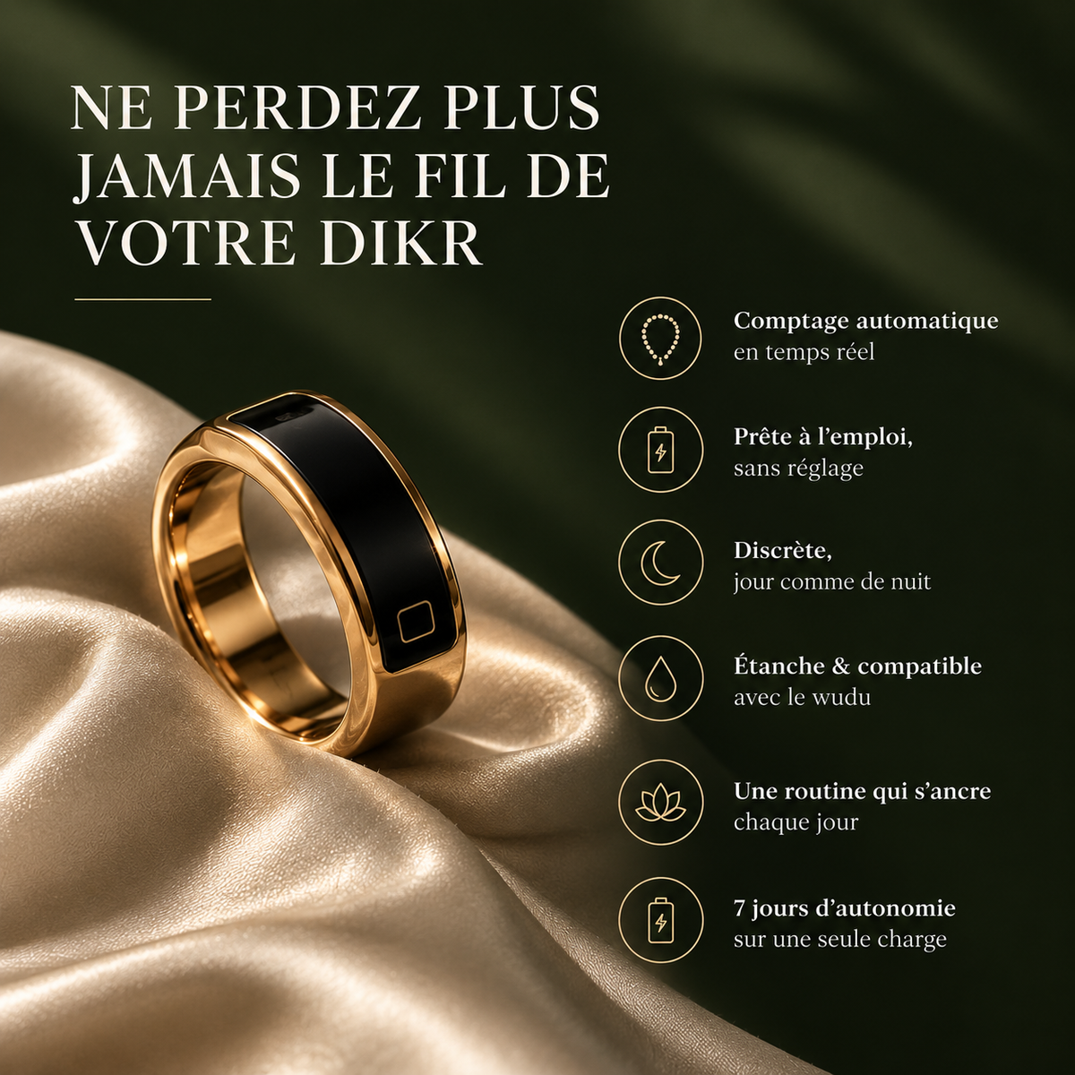 Bague Dikruna - Compteur Dikr + Ebook offert đ